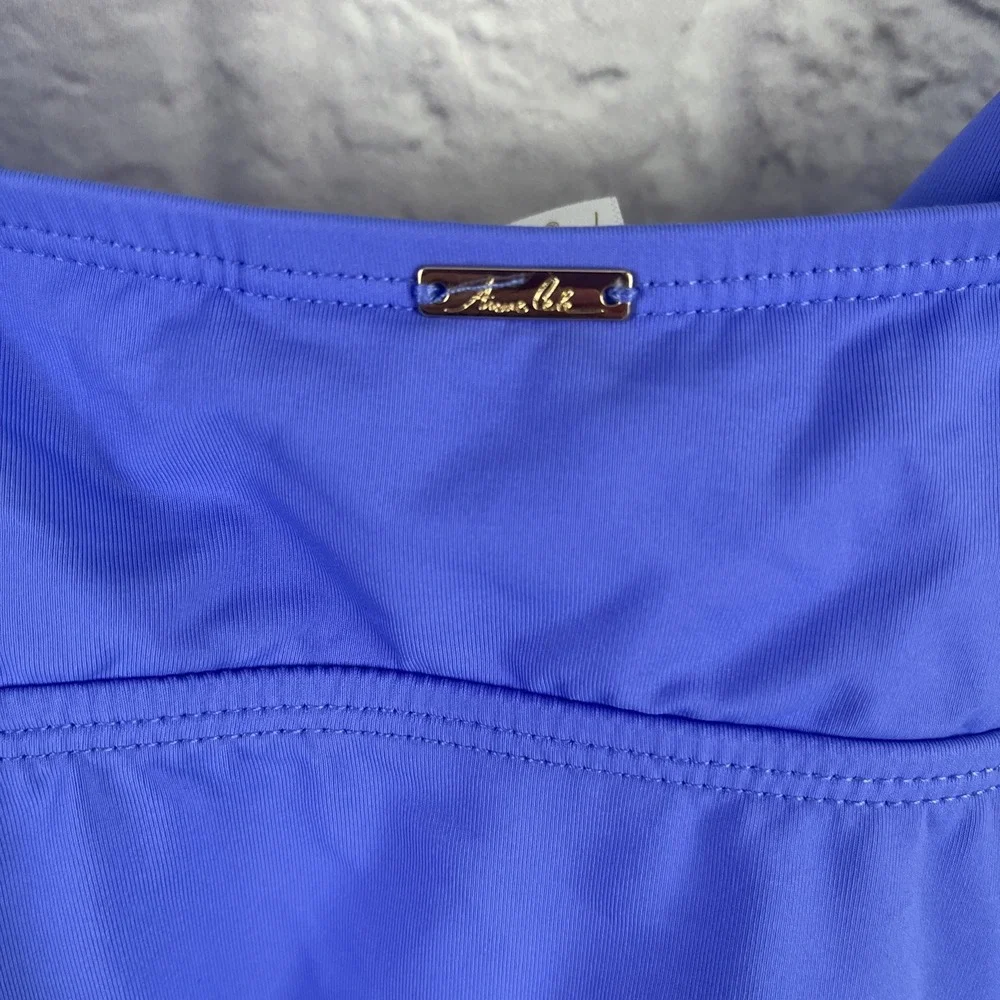 Ann Cole Ruched Underwire Periwinkle Blue Tankini Top 36B/34C Beach Vacation